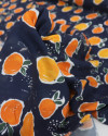 Tecido Tricoline Italiano Tangerinas e Azul Marinho