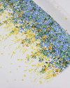 Tecido Tricoline com Elastano Italiano Barrado Vertical Campo Floral Colorido e Branco