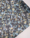Tecido Crepe Chiffon Italiano Pintura Abstrata Amarelo e Tons de Verde