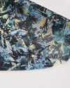 Tecido Crepe Chiffon Italiano Pintura Abstrata Amarelo e Tons de Verde