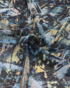 Tecido Crepe Chiffon Italiano Pintura Abstrata Amarelo e Tons de Verde