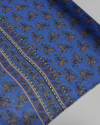 Tecido Crepe Chiffon Italiano Barrado Vertical Folhagens Colorido e Azul