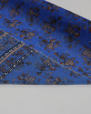 Tecido Crepe Chiffon Italiano Barrado Vertical Folhagens Colorido e Azul