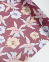 Tecido Crepe Chiffon Italiano Macro Flores Tons Pastéis e Vinho