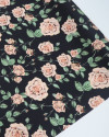 Tecido Microfibra de Alfaiataria Italiano Campo de Rosas Salmão, Verde e Preto