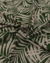 Tecido Viscose Texturizada Macro Folhagens Bege e Verde Musgo