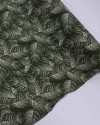 Tecido Viscose Texturizada Macro Folhas Creme e Verde Militar
