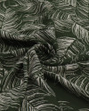 Tecido Viscose Texturizada Macro Folhas Creme e Verde Militar