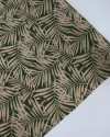 Tecido Viscose Texturizada Macro Folhagens Bege e Verde Musgo