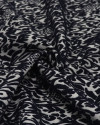 Tecido Tweed Leve Brocado Arabescos Branco e Azul Marinho Noite