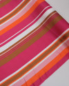 Tecido Viscose Italiano Multi Listras Marrom, Laranja e Tons de Rosa