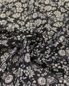 Tecido Crepe Chiffon Italiano Tapete Floral Bege e Preto