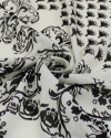 Tecido Cambraia de Algodão Italiano Estampa Floral em Listras Verticais Offwhite e Preto