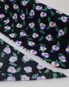 Tecido Crepe de Viscose Italiano Micro Flores Abstratas Lilás, Verde e Preto
