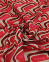Tecido Crepe de Viscose Italiano Listras Abstratas Tons de Rosa, Borgonha e Pérola