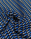 Tecido Crepe Chiffon Italiano Micro Geométricos Branco, Azul e Preto