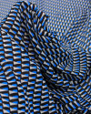 Tecido Crepe Chiffon Italiano Micro Geométricos Branco, Azul e Preto