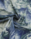 Tecido Viscose Fina Mista Italiano Folhagens Verde Menta e Azul