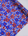 Tecido Tricoline Italiano Ramos Florais Vermelho, Azul e Offwhite