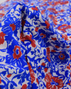 Tecido Tricoline Italiano Ramos Florais Vermelho, Azul e Offwhite