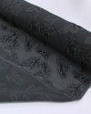Tecido Crepe Chiffon Italiano Brocado Folhas Preto e Cinza Grafite