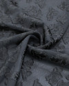 Tecido Crepe Chiffon Italiano Brocado Folhas Preto e Cinza Grafite