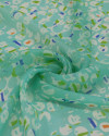 Tecido Crepe Chiffon Italiano Estampa Geométrica Abstrata Verde Água