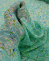 Tecido Crepe Chiffon Italiano Estampa Geométrica Abstrata Verde Água