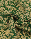 Tecido Crepe de Viscose Italiano Folhas Abstratas Creme e Verde Oliva
