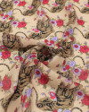 Tecido Crepe Chiffon Italiano Tigres e Flores Colorido e Bege