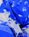 Tecido Tricoline Italiano Barrado Cerejas Branco e Azul