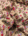 Tecido Crepe Chiffon Italiano Tigres e Flores Colorido e Bege