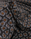 Tecido Viscose Fina Italiano Micro Estampa Geométrica Marrom, Branco e Preto