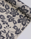 Tecido Linho Misto Estampa Floral Cinza Grafite e Cru