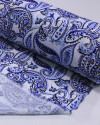 Tecido Viscose com Lurex Cashmere Estampado Tons Frios e Branco