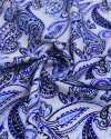 Tecido Viscose com Lurex Cashmere Estampado Tons Frios e Branco