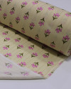 Tecido Viscose com Lurex Micro Flores Verde, Rosa e Creme