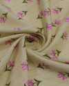 Tecido Viscose com Lurex Micro Flores Verde, Rosa e Creme