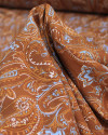 Tecido Viscose com Lurex Cashmere Estampado Azul e Tons de Marrom