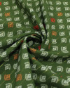 Tecido Viscose com Lurex Micro Estampa Creme, Laranja e Verde