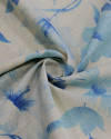 Tecido Linho Misto Estampa Floral Tons de Azul e Cru