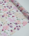 Tecido Crepe Chiffon Italiano Toque de Seda Campo Floral Colorido e Branco
