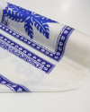 Tecido Crepe Silk Italiano Estampa Lenço Folhagens Tropicais Azul e Offwhite (1,47m x 89cm)