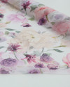 Tecido Crepe Chiffon Italiano Toque de Seda Campo Floral Colorido e Branco