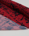 Tecido Crepe de Viscose Italiano Escritas Preto e Vermelho