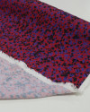 Tecido Viscose Sarjada Italiano Micro Floral Abstrato Roxo, Preto e Vermelho