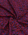 Tecido Viscose Sarjada Italiano Micro Floral Abstrato Roxo, Preto e Vermelho