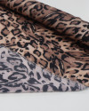 Tecido Crepe Texturizado Acetinado Italiano Animal Print Preto, Bege e Nude