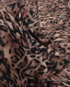 Tecido Crepe Texturizado Acetinado Italiano Animal Print Preto, Bege e Nude