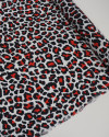 Tecido Crepe de Viscose Italiano Animal Print Vermelho, Preto e Branco